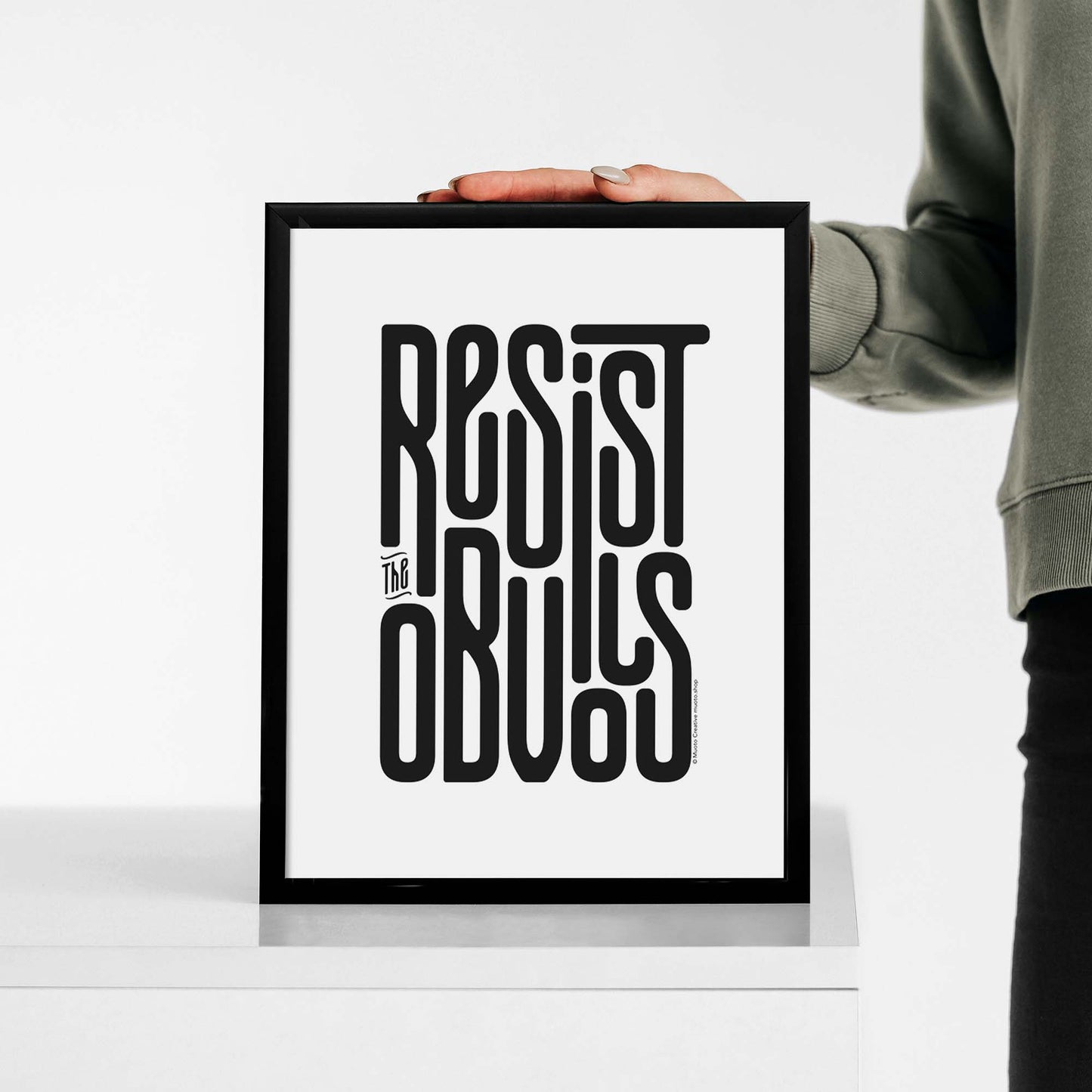 Resist the Obvious Small Print, black